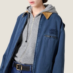 미우미우 코듀로이 칼라 개버딘 트럭커 자켓