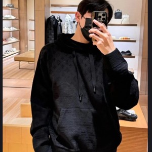 루이비통 그래픽 자카드 모노그램 후드 티셔츠