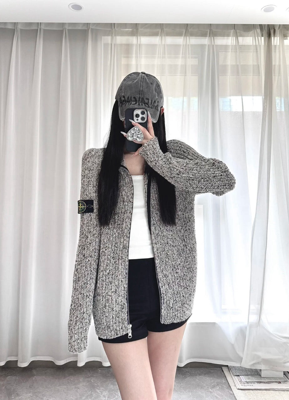 530D1 립드 코튼 가디건 니트