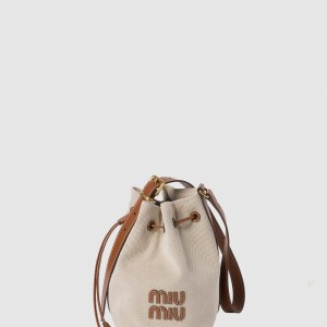 캔버스 및 가죽 버킷 미듐백 5BE090