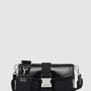 나일론 및 브러시드 가죽 숄더백 1BD295