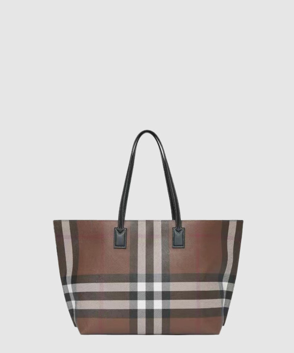 체크 레더 미디움 토트백 80525041