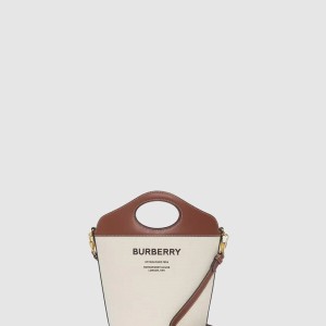 아울렛 투톤 캔버스 레더 버킷백 80462421